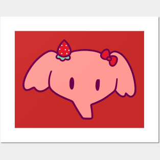 Strawberry Elephant Face Posters and Art